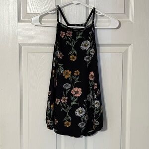 Floral Black Sleeveless Top